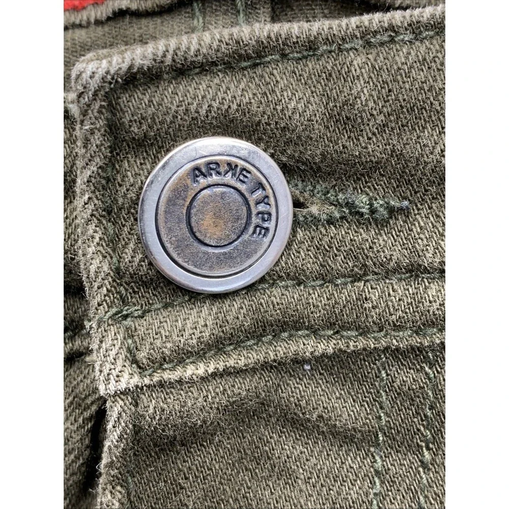 Arketype Denim Jeans Men's Destroyed Hip Hop Street Green Size 38X34